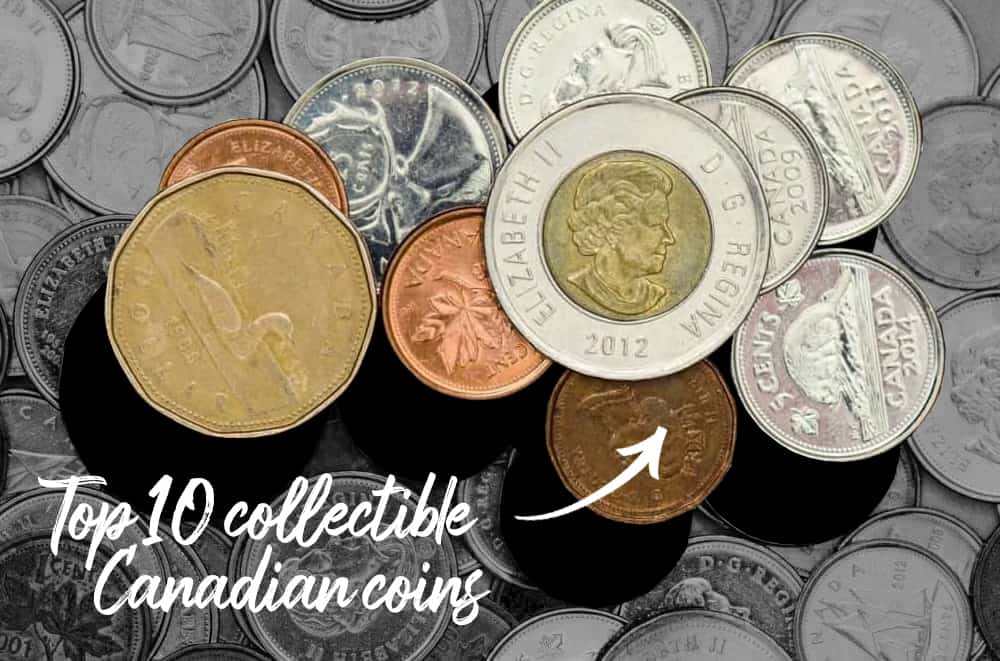 A pile of different collectible Canadian coins