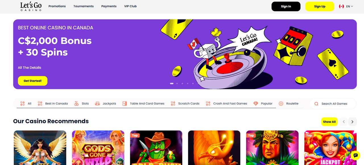 Let's Go casino screen